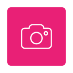 Media Enquiry Camera icon on bright pink background